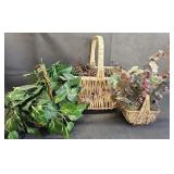 Dried & Faux Plants & Pinecones in Baskets