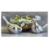 Pottery Birds w/Mirror Finish & Faux Nest