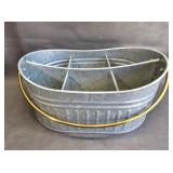 Divided Galvanized Tub -Silverware, Bottles, Plant