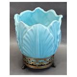 MCM California Pottery Vase w/Metal Stand