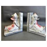 Vintage Plaster Dutch Girl Book Ends -sm chips