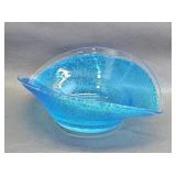 Blown Glass Art Bowl -Seedy Blue