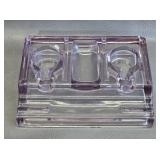 Antique Glass Inkwell w/Tray -Sun Violet -sm chip
