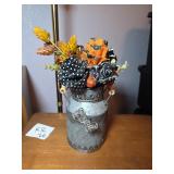 Halloween Fabric Floral Arrangement in Galvanized