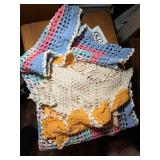 Handmade Multi-Color Crocheted Blanket with Doily-