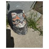 Hand-Painted Calico Cat Face Garden Stone