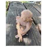 Weathered Terracotta Seated Cherub Angel Figurine