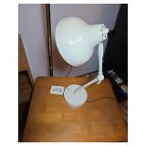 White Articulating Desk Lamp with Round Base