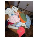Lot of Assorted Baby Hats, Bib, and Bottle