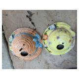Pair of Ceramic Decorative Straw Hats
