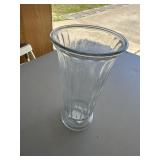 Clear Ribbed Glass Flower Vase