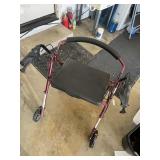 Maroon Rollator Walker with Padded Seat and Hand B