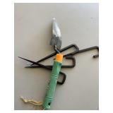 Garden Hand Trowel and Assorted Black Metal Stakes