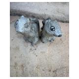Pair of Grey Concrete Squirrel Garden Statues