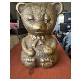 Vintage Seated Teddy Bear Figure with Bow Tie, Bra