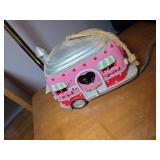 Pink Camper Travel Trailer Decorative Ornament wit