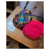 Two Balls of Craft Yarn - Multicolored and Red
