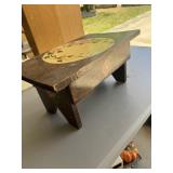 Vintage Hand-Painted Wooden Step Stool with Floral