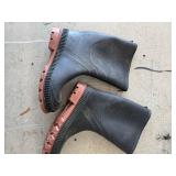 Black and Brown Rubber Work Boots with Textured So