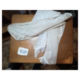 Cream Lace Textile with Fringe Detail