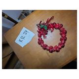 Red Bell Holiday Wreath Decoration with Ribbon and