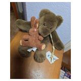 Pair of Brown Plush Stuffed Animals: Teddy Bear wi