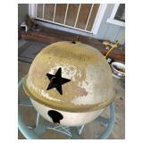 Distressed Metal Decorative Bell with Star and Rou