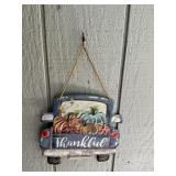 Rustic Blue Pickup Truck 'Thankful' Fall Pumpkin W