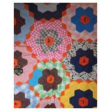 Vibrant Multi-Pattern Hexagonal Patchwork Quilt To