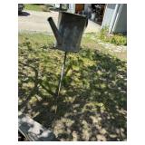Galvanized Metal Watering Can Garden Stake Decor