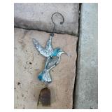 Distressed Metal Hummingbird Wind Chime Ornament w