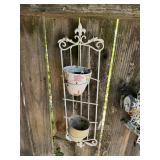 Distressed White Fleur-de-lis Two-Tier Metal Wall