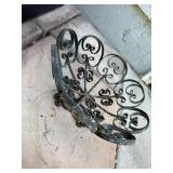 Ornate Patinated Metal Plant Stand with Scrollwor