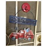 Patriotic God Bless America Vintage Red Truck Hang