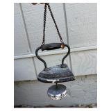 Vintage Cast Iron Flat Iron Hanging Ornament with