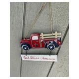 Patriotic Red Pickup Truck 'God Bless America' Han