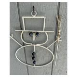 White Metal Snowman Holiday Wall Decor with Glass