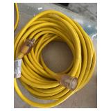 Yellow Heavy Duty Coiled Extension Cord with 3-Pro
