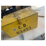 Vintage Civil Defense Yellow Wooden Storage Box wi