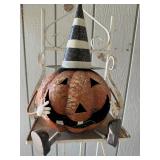 Glittered Metal Sitting Jack-o'-Lantern Pumpkin wi