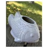 Distressed Grey Ceramic Fish Planter