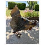 Rustic Metal Chicken Garden Sculpture