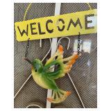 Decorative Metal Welcome Sign with Hummingbird Acc