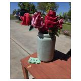 Handmade Fabric Flower Arrangement in Painted Maso