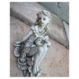 Weathered Stone-Look Fairy Girl Garden Garden Stat