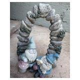 Garden Gnomes with Faux Stone Archway Figurine
