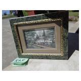 Framed Landscape Art Print featuring a House and T