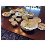 Floral Painted Dish Set - dinner plates are chipped