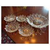 10” Glass Fruit Bowl and (4) 5.5” Bowls