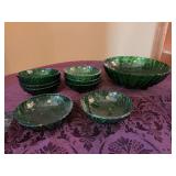 Green Glass Bowls - 4.5”D & 8.5”D